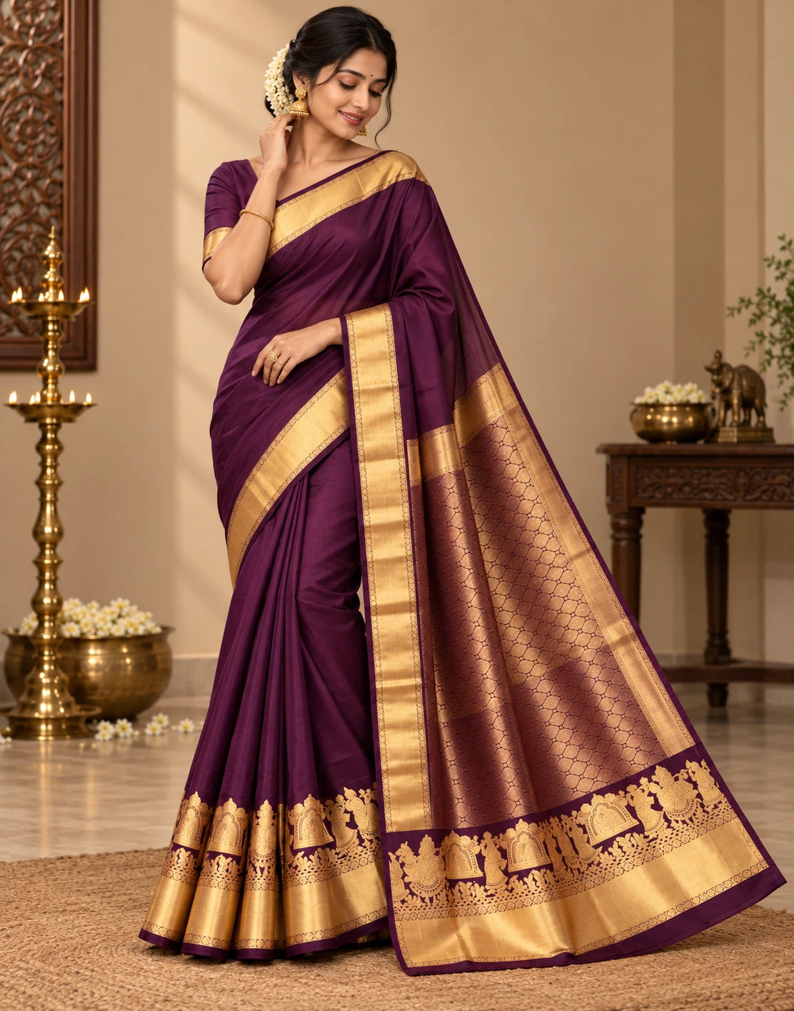 Kanchipuram Purple Silk Sree