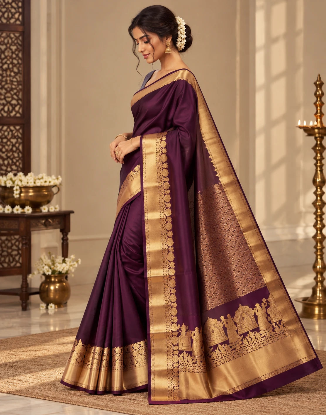 Kanchipuram Purple Silk Sree