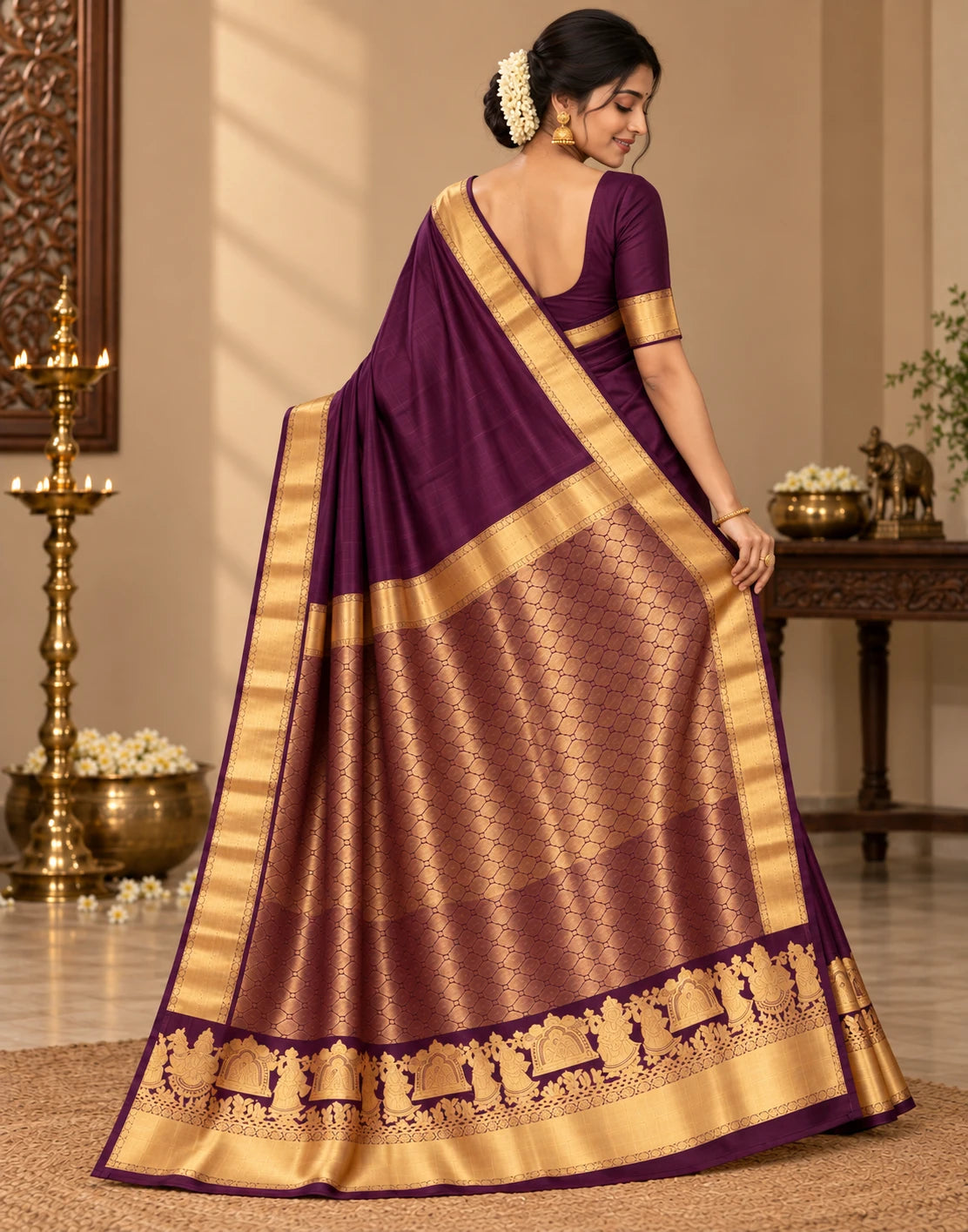 Kanchipuram Purple Silk Sree