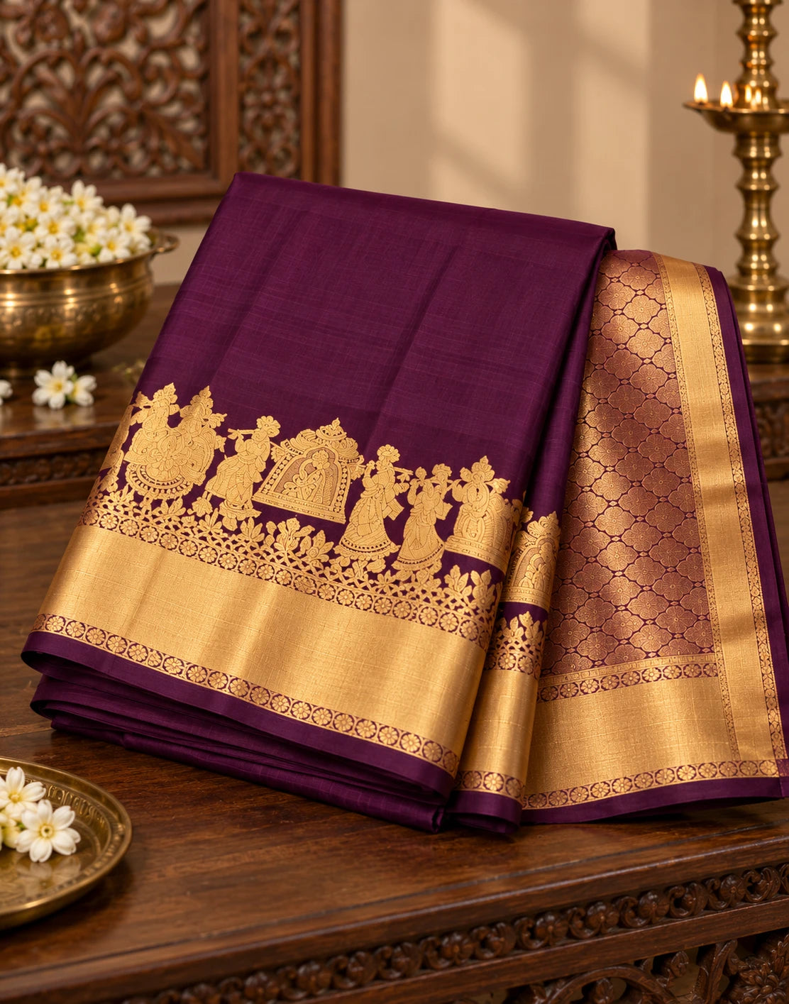 Kanchipuram Purple Silk Sree