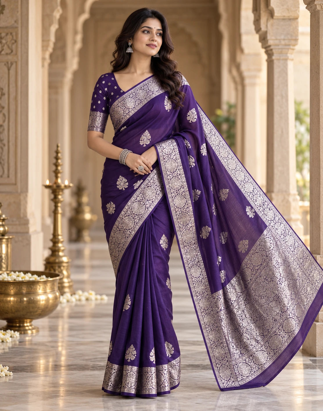 Leaf Pattern Silk Saree