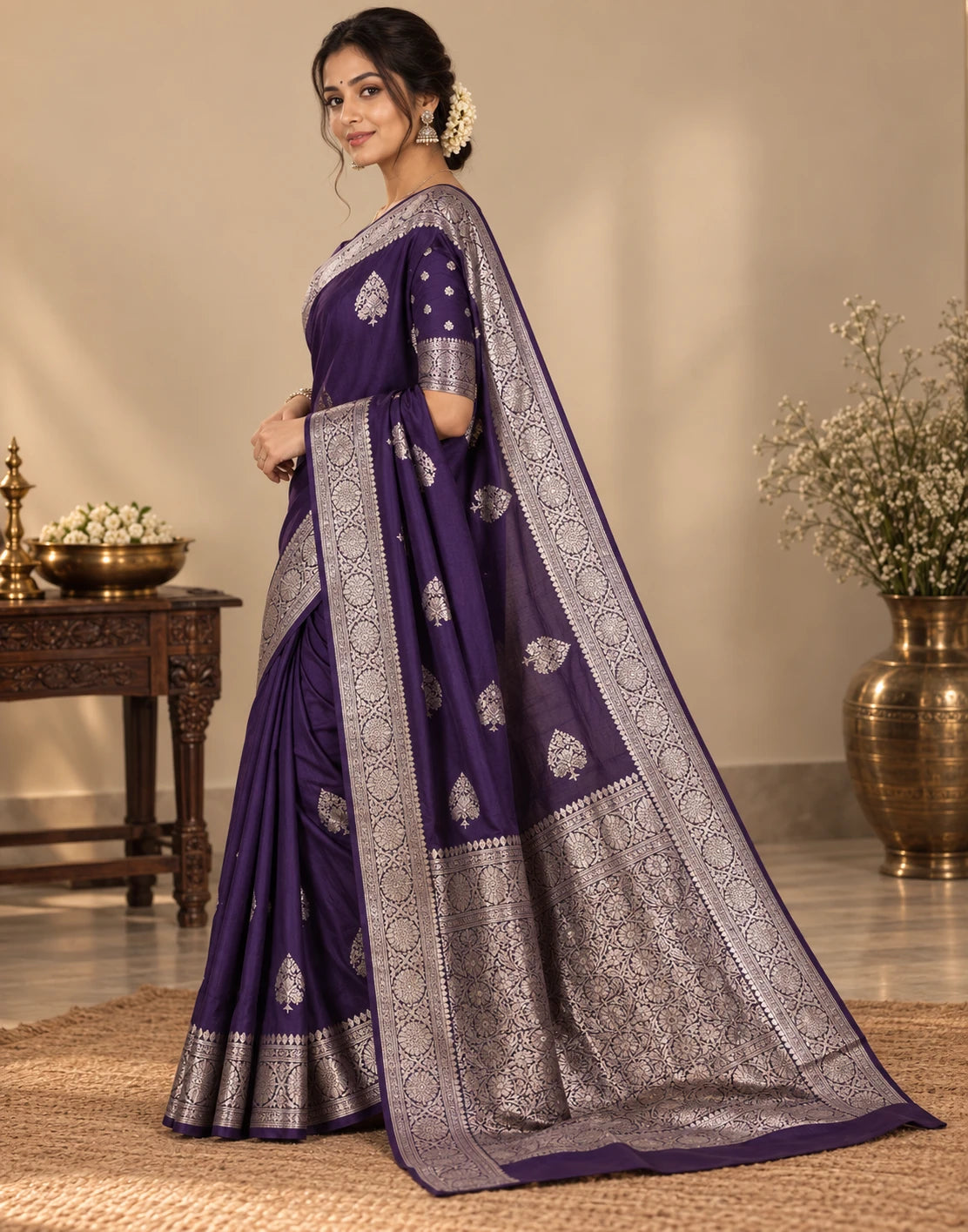 Leaf Pattern Silk Saree