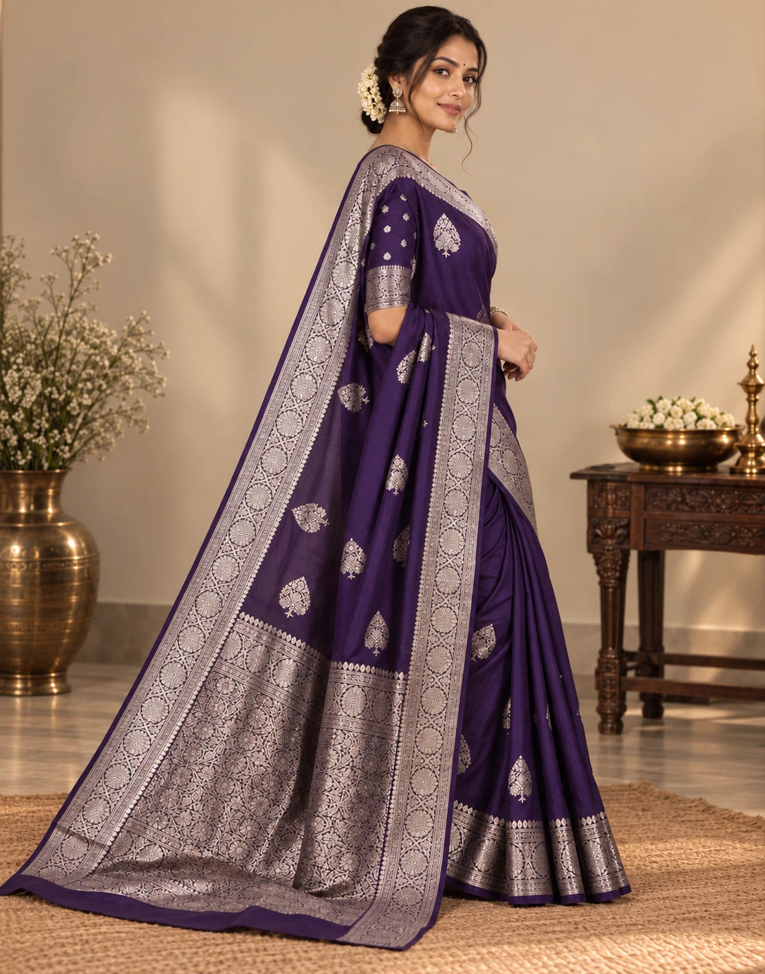 Leaf Pattern Silk Saree