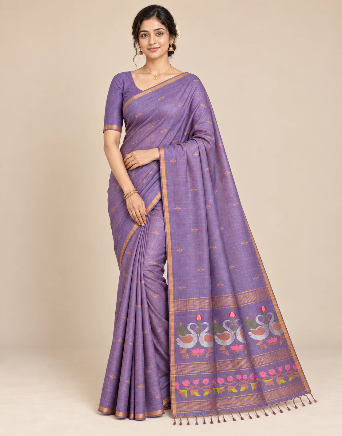 Lilac Silk Saree