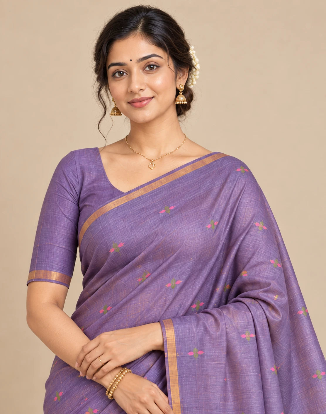 Lilac Silk Saree