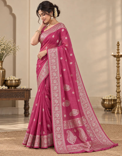 Magenta Banarsi Silk Saree