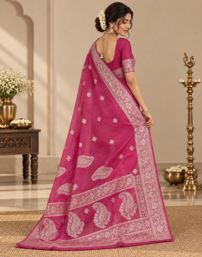 Magenta Banarsi Silk Saree