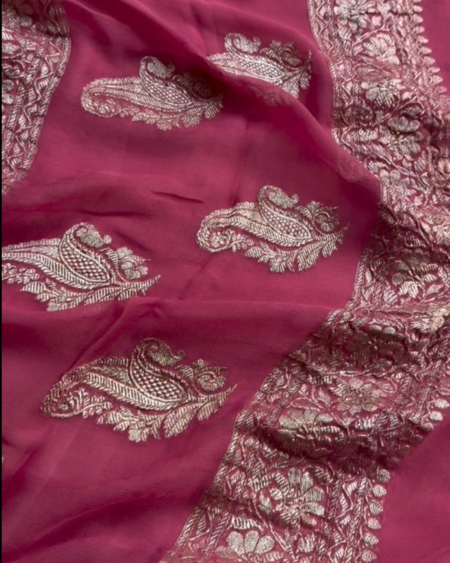 Magenta Banarsi Silk Saree