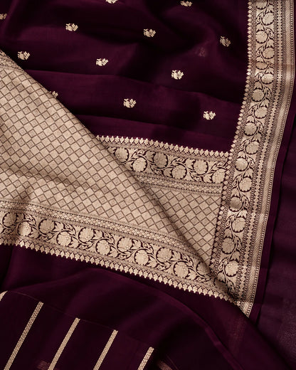 Midnight Bloom Silk Saree