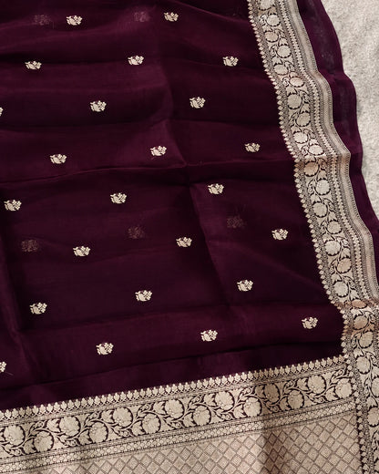 Midnight Bloom Silk Saree