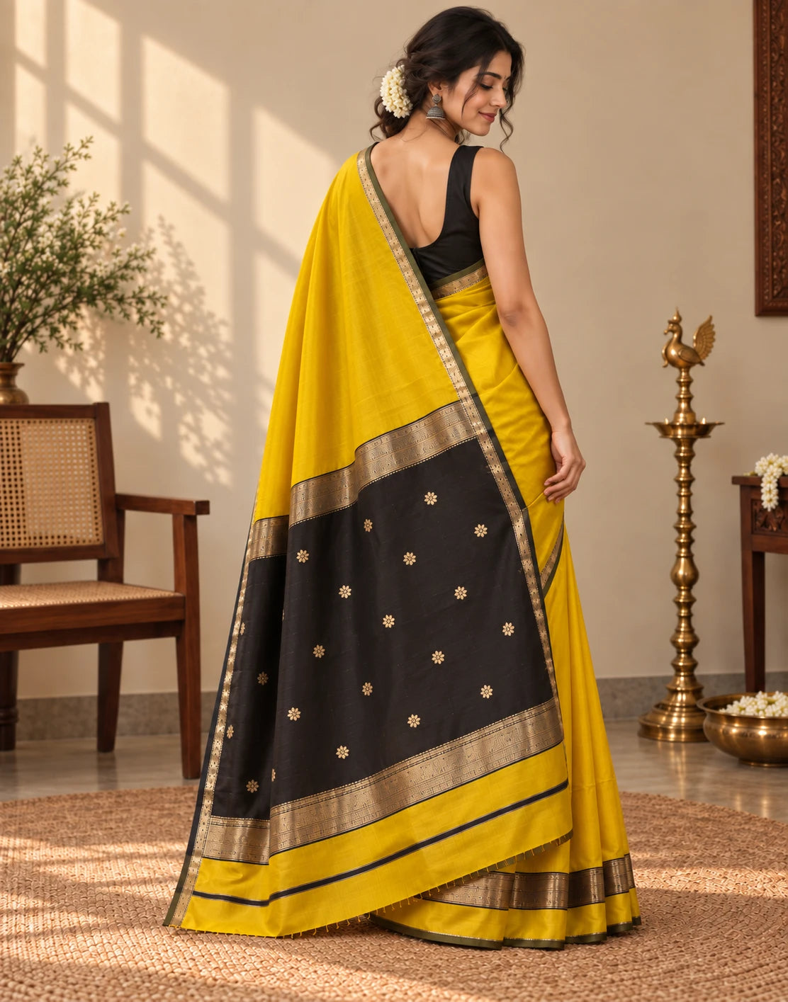 Mustard Onyx Drapes Saree