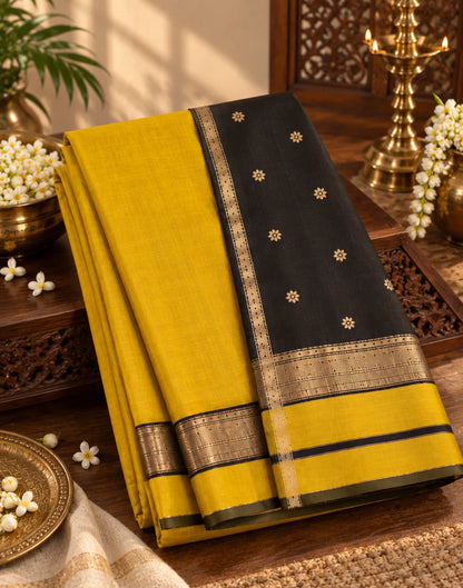 Mustard Onyx Drapes Saree
