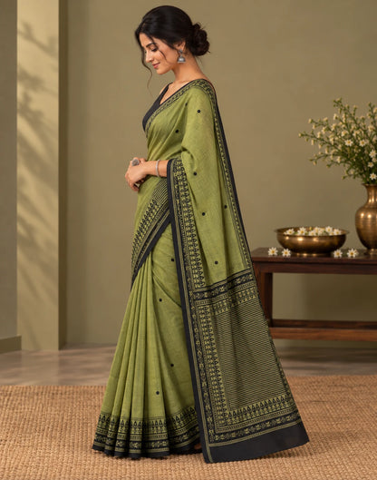 Olive Green Silk Saree