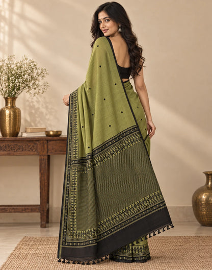 Olive Green Silk Saree