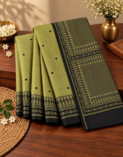 Olive Green Silk Saree