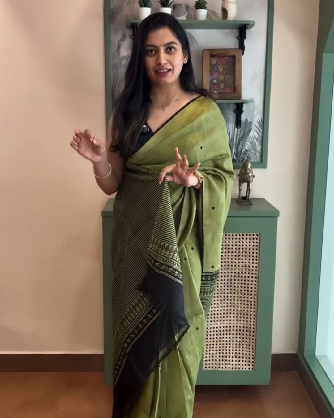 Olive Green Silk Saree