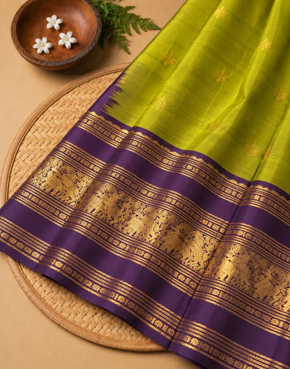 Olive Kanjivaram Silk Saree