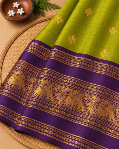 Olive Kanjivaram Silk Saree