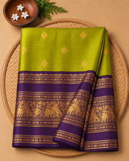 Olive Kanjivaram Silk Saree