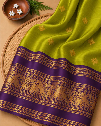 Olive Kanjivaram Silk Saree