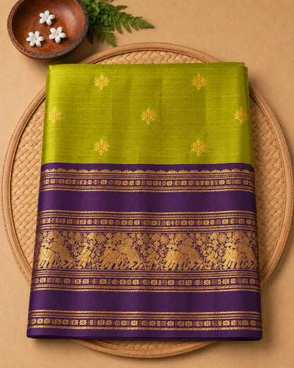 Olive Kanjivaram Silk Saree
