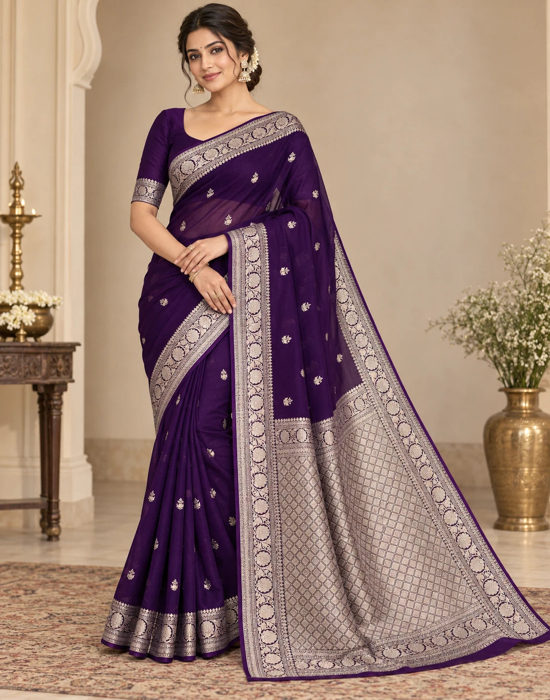 Orchid Glow Banarasi Silk Saree