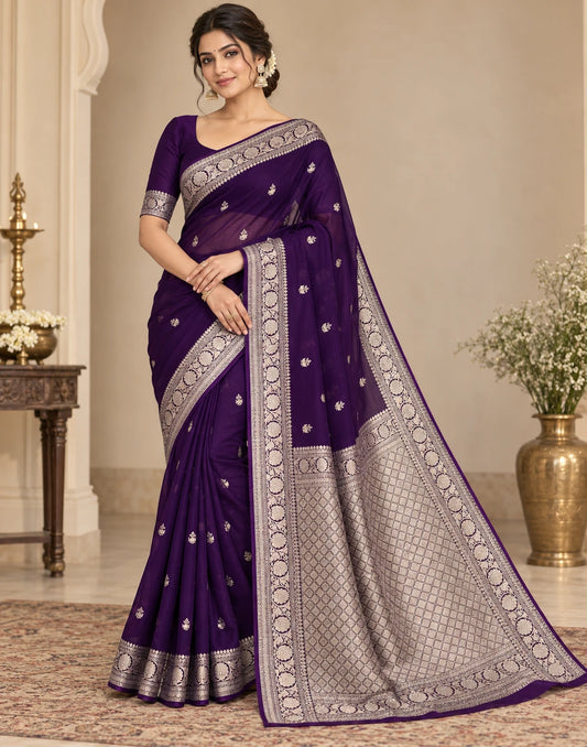 Orchid Glow Banarasi Silk Saree