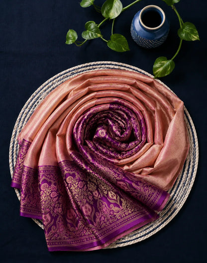 Peach Purple Silk Saree
