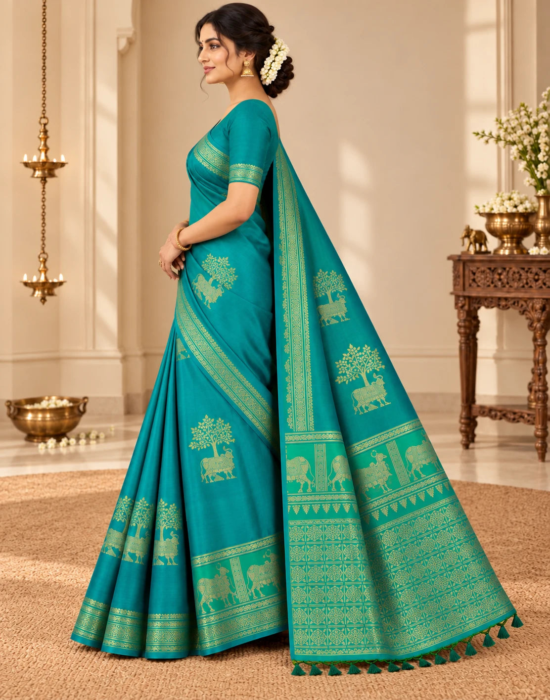 Peacock Forest Silk Saree