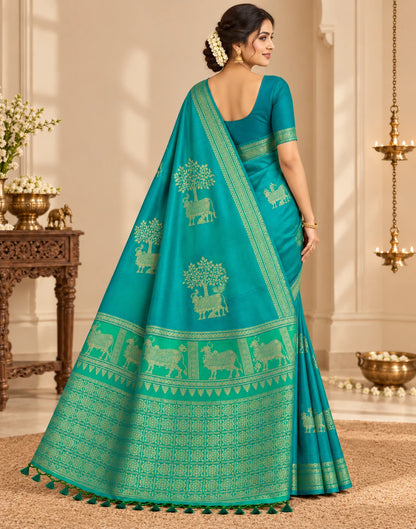 Peacock Forest Silk Saree
