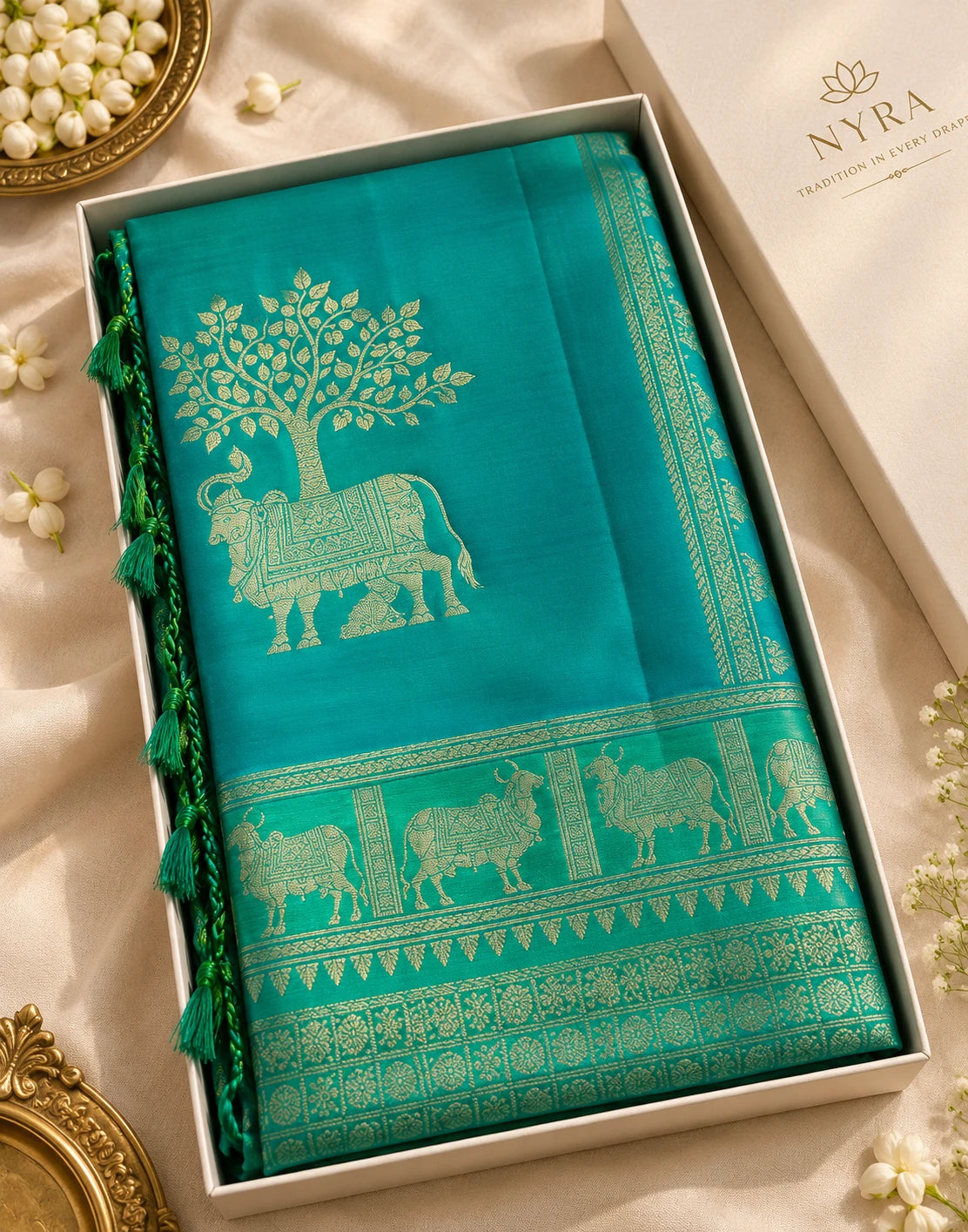 Peacock Forest Silk Saree