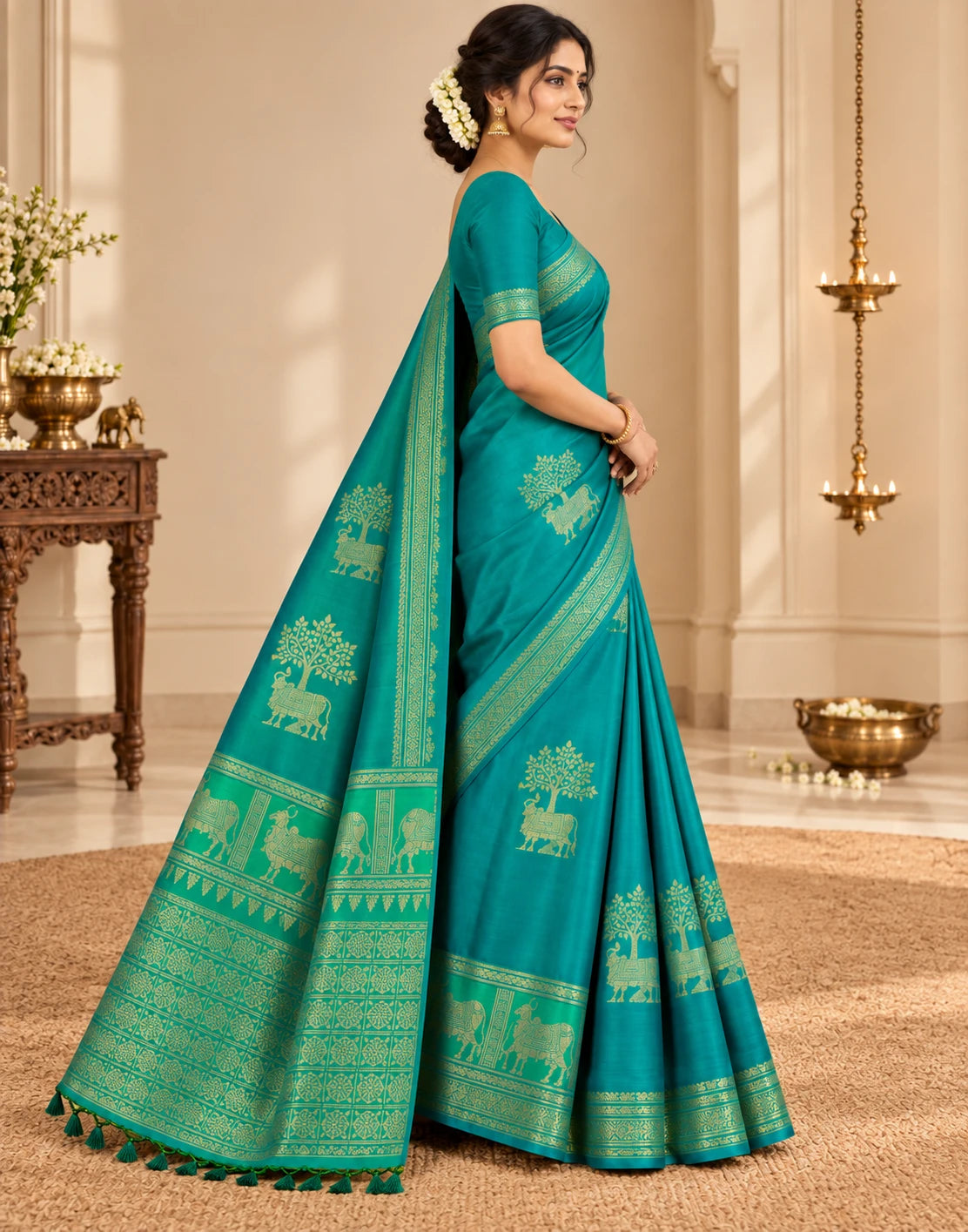 Peacock Forest Silk Saree