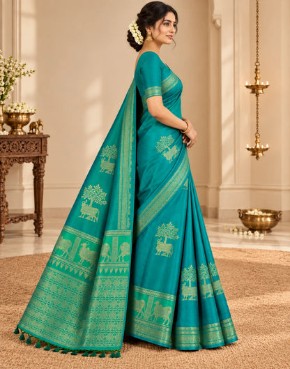 Peacock Forest Silk Saree