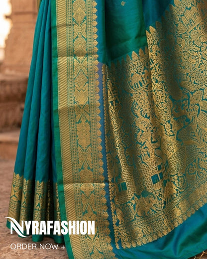 Peacock plume Silk Saree