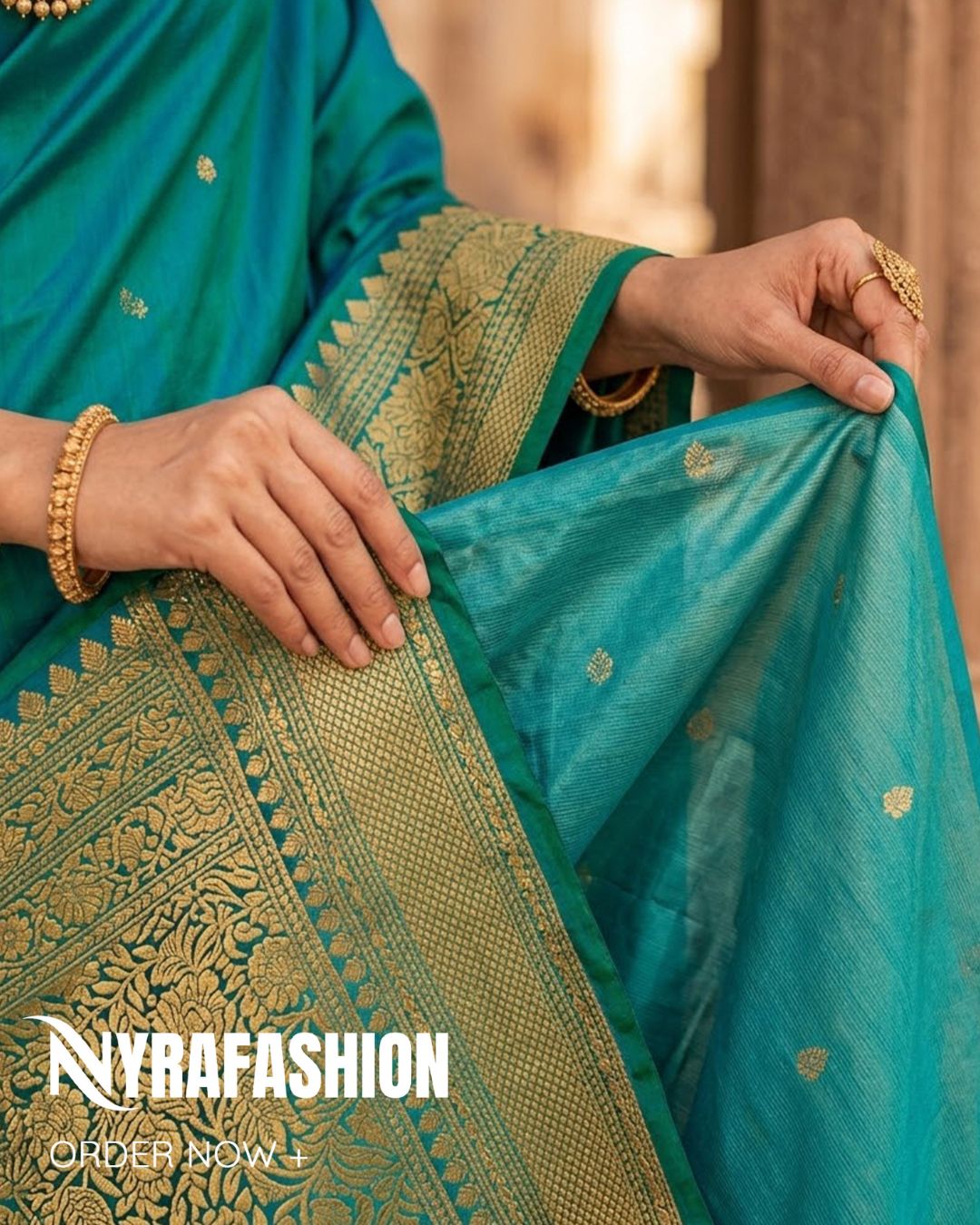Peacock plume Silk Saree