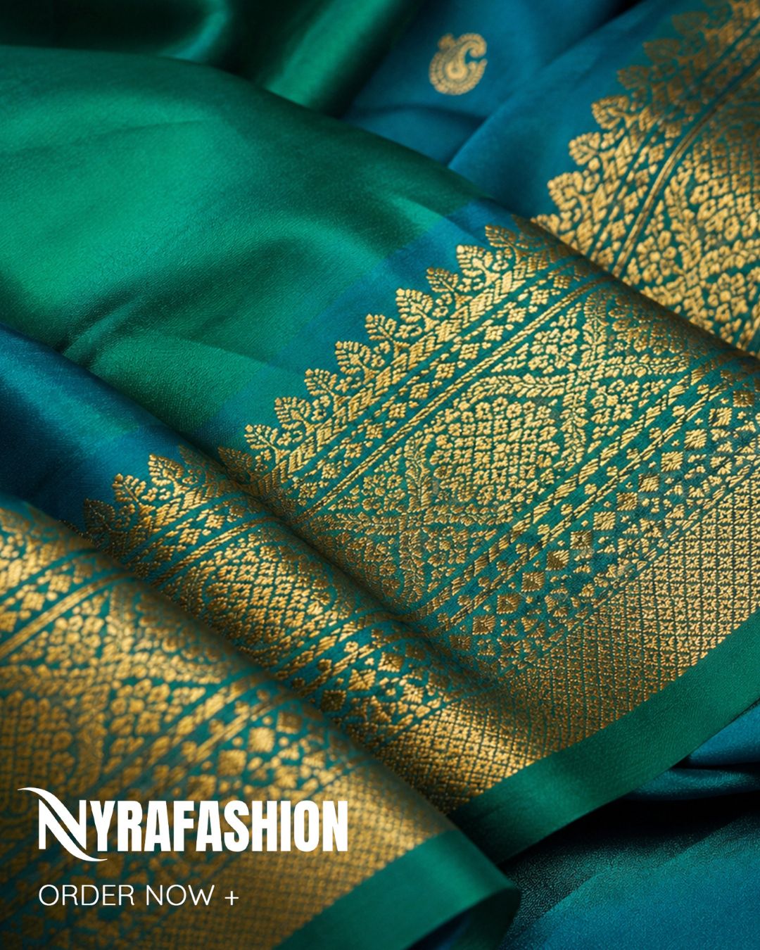 Peacock plume Silk Saree