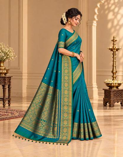 Peacock plume Silk Saree