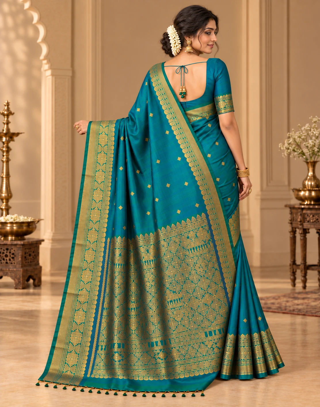 Peacock plume Silk Saree