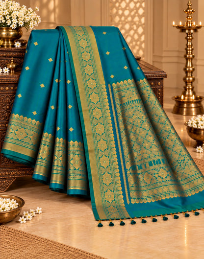 Peacock plume Silk Saree