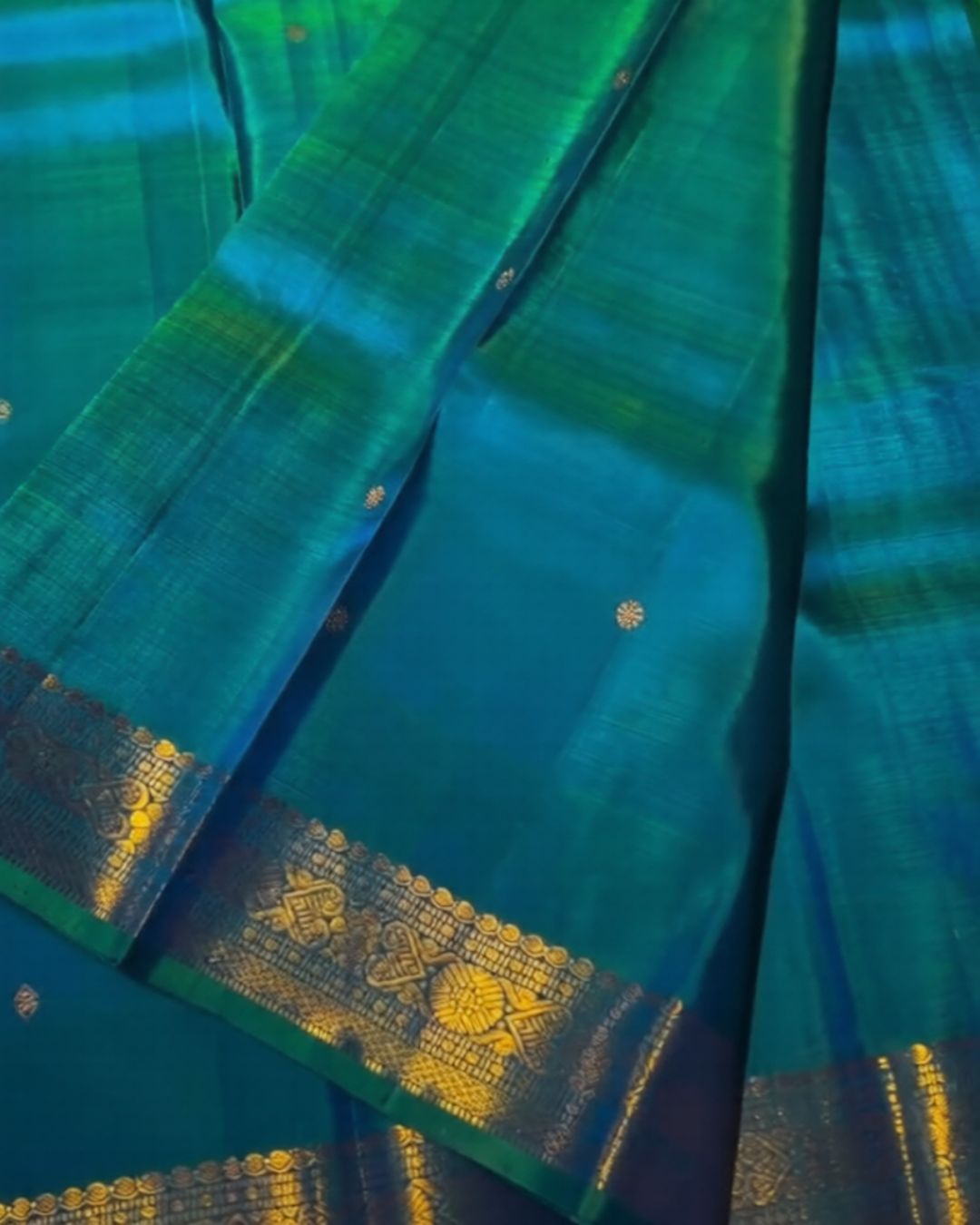Peacock plume Silk Saree