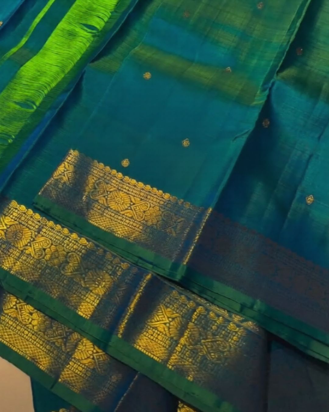 Peacock plume Silk Saree