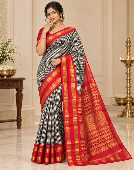 Pink Zebra Silk Saree