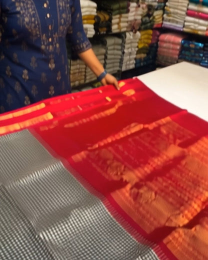 Pink Zebra Silk Saree