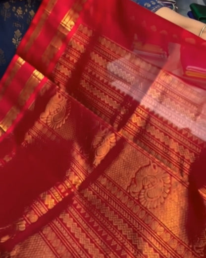 Pink Zebra Silk Saree