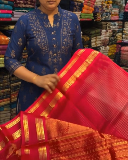 Pink Zebra Silk Saree
