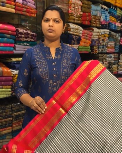 Pink Zebra Silk Saree