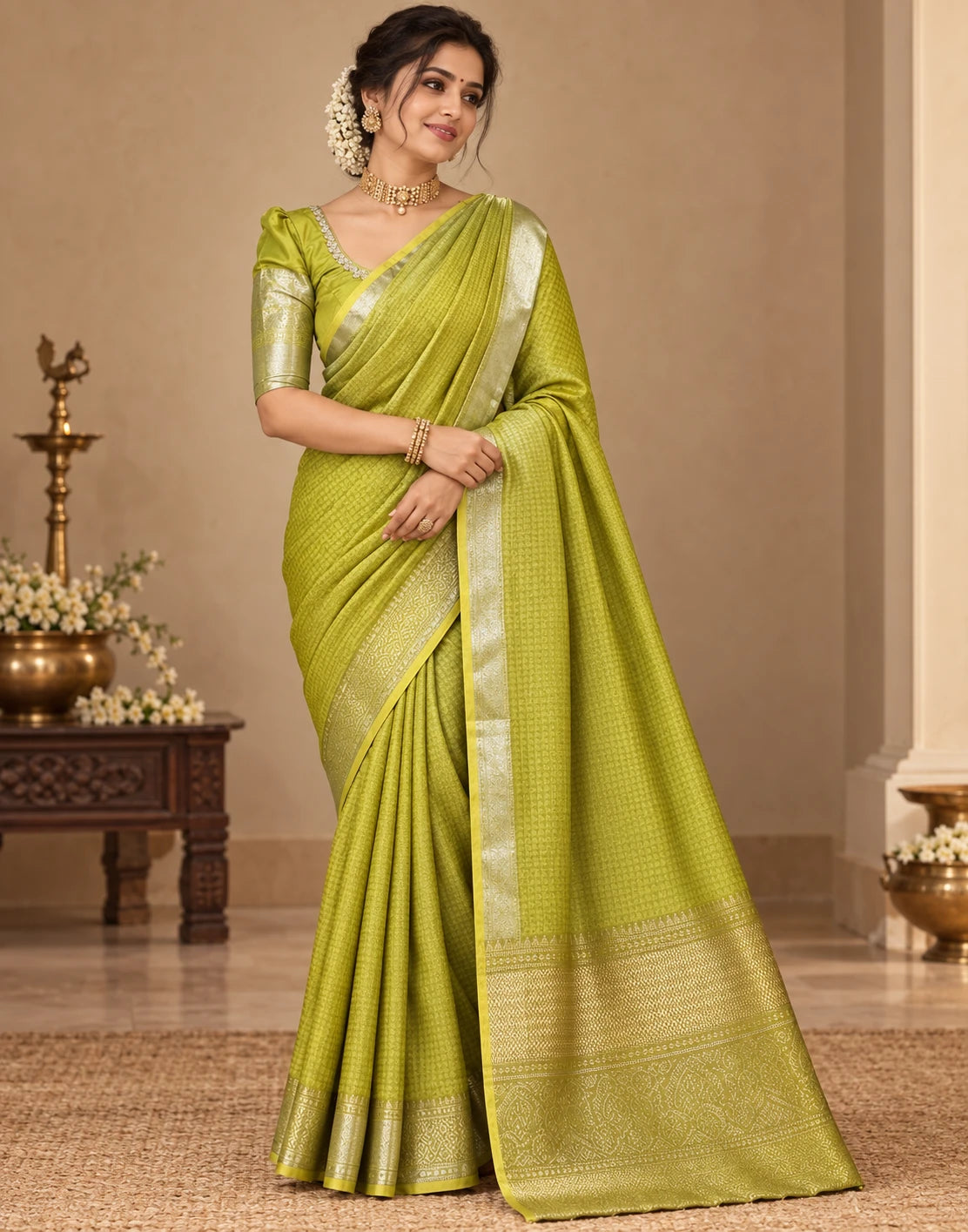 Pista Green Kanchipuram Silk