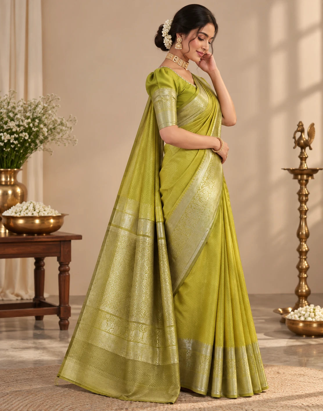 Pista Green Kanchipuram Silk