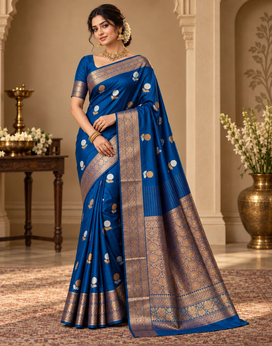ROYAL BLUE BANARASI SILK SAREE