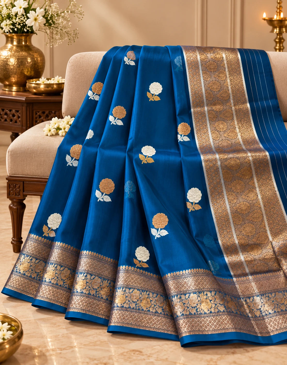 ROYAL BLUE BANARASI SILK SAREE
